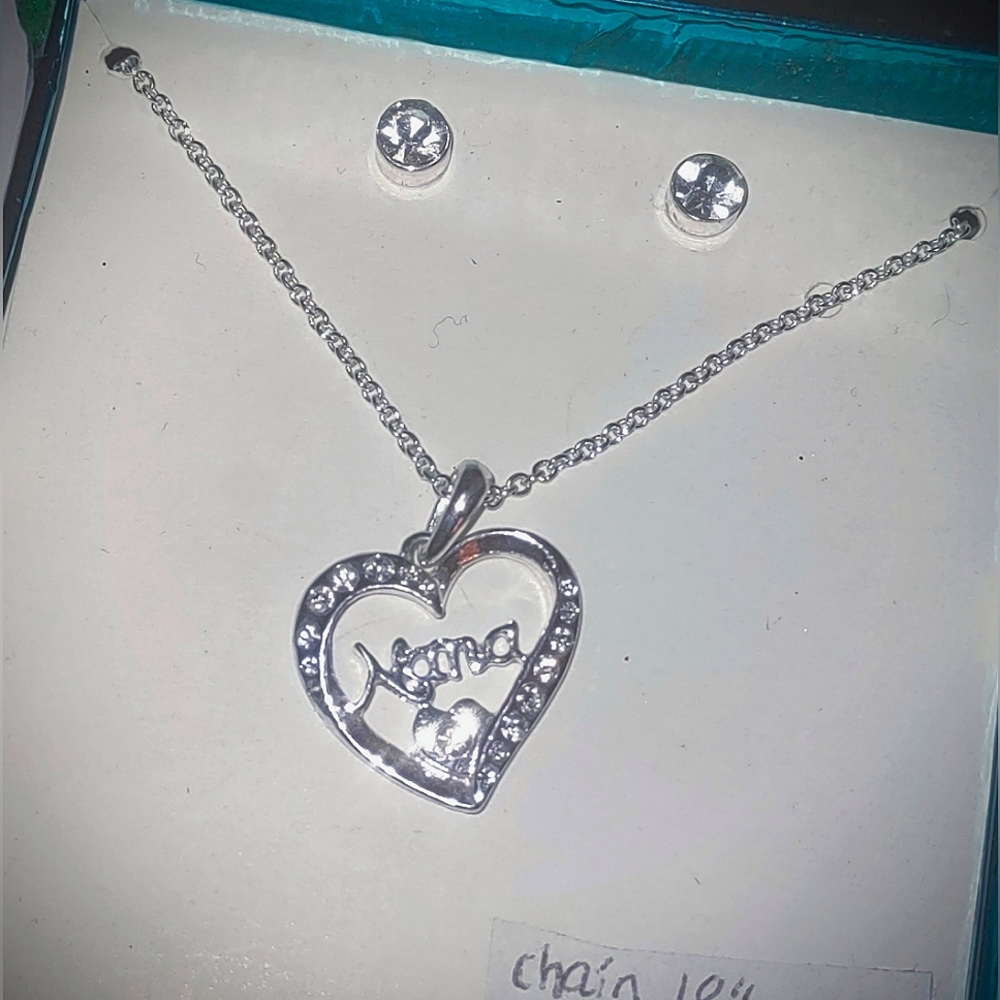 Nana Crystal Heart Pendant & Earrings Boxed Gift Set
